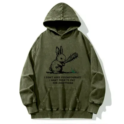 Tokyo-Tiger Violent Rabbit Funny Washed Hoodie
