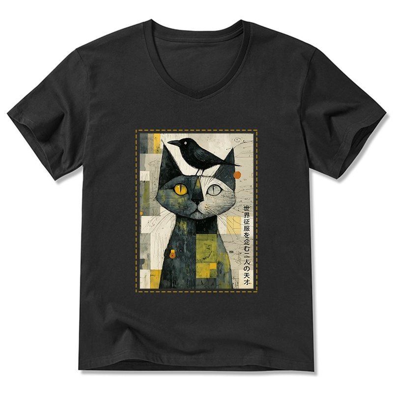 Tokyo-Tiger The Cat And The Crow Are Planning To Rule The World V-Neck Classic T-Shirt