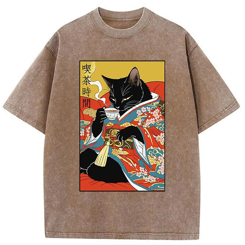 Tokyo-Tiger Afternoon Tea Time Washed T-Shirt