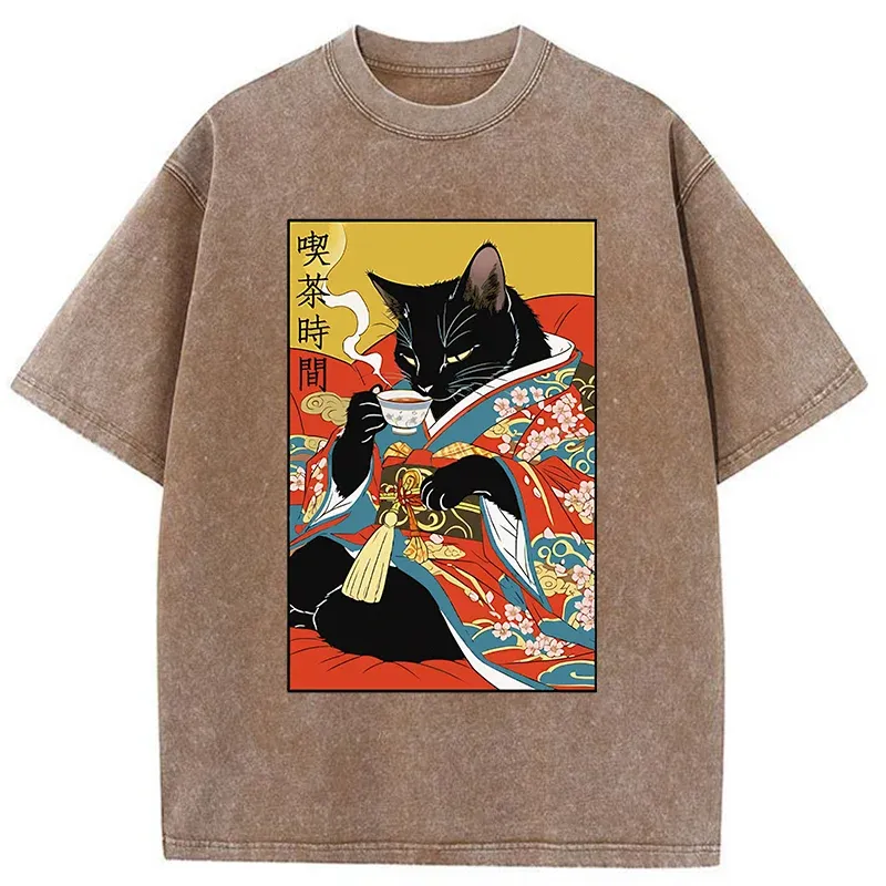 Tokyo-Tiger Afternoon Tea Time Washed T-Shirt