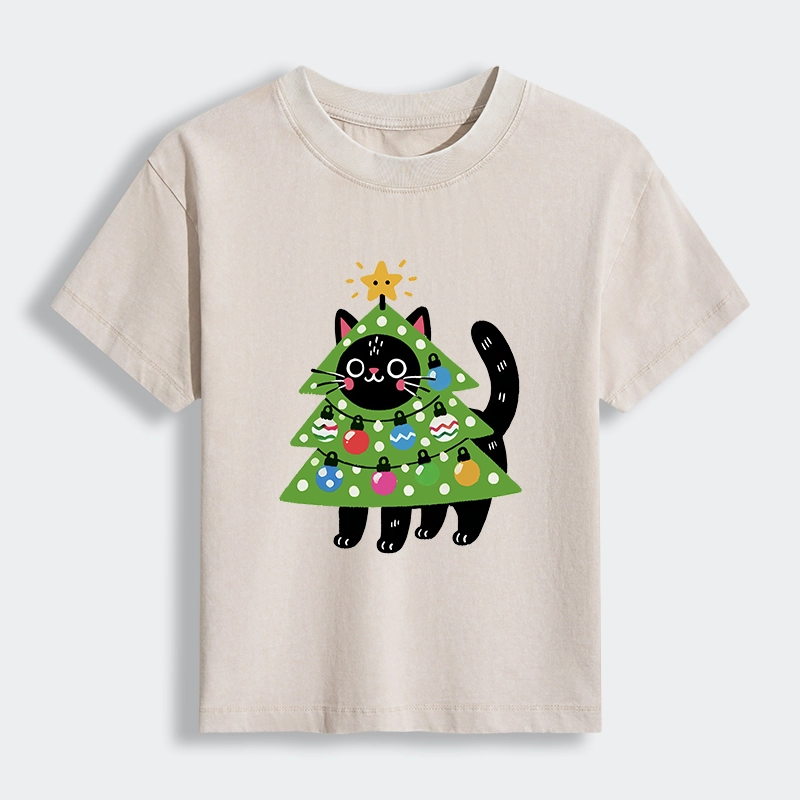 Tokyo-Tiger Christmas Tree Cat Women's Washed T-shirt