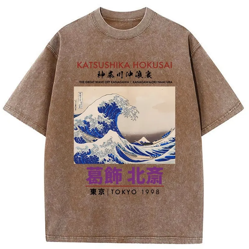 Tokyo-Tiger Katsushika Hokusai Japan Washed T-Shirt