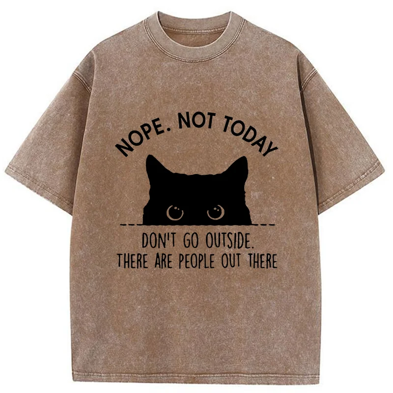 Tokyo-Tiger Introverted Cats Can't Go Outside Washed T-Shirt