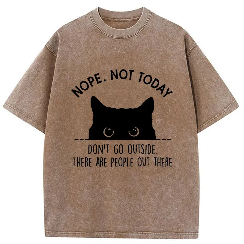 Tokyo-Tiger Introverted Cats Can't Go Outside Washed T-Shirt Sale