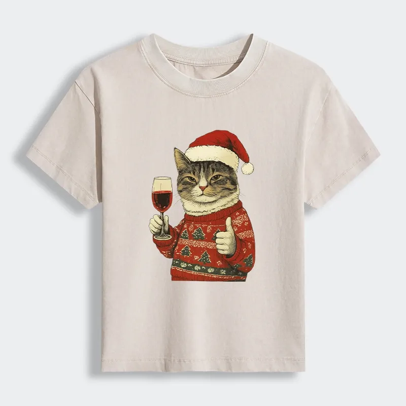 Tokyo-Tiger Christmas Cat Likes Women's Washed T-shirt