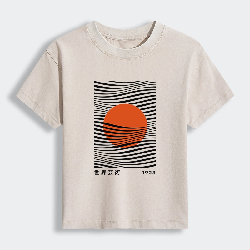 Tokyo-Tiger Minimalist Art Sun Women's Washed T-shirt