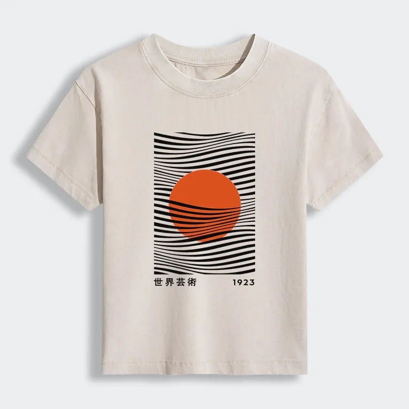 Tokyo-Tiger Minimalist Art Sun Women's Washed T-shirt