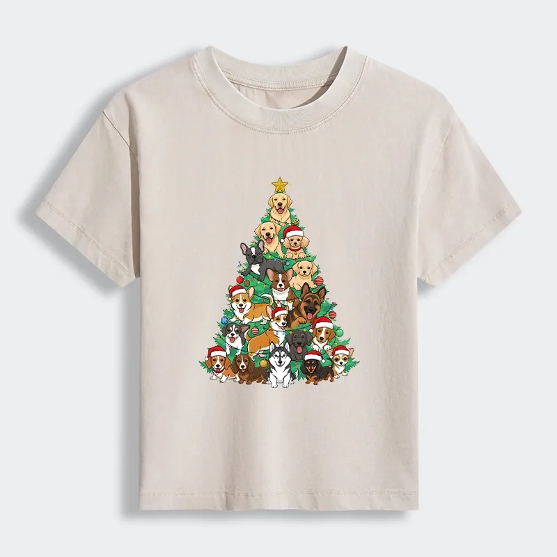 Tokyo-Tiger Christmas Tree Dog Funny Women's Washed T-shirt