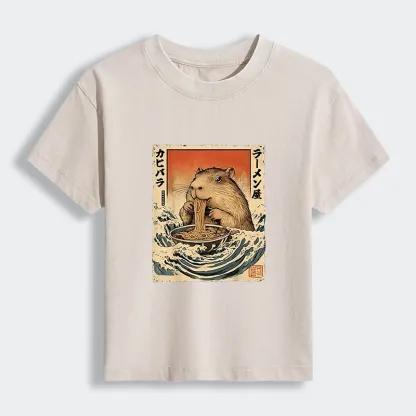 Tokyo-Tiger Hamster Eating Ramen Women's Washed T-shirt