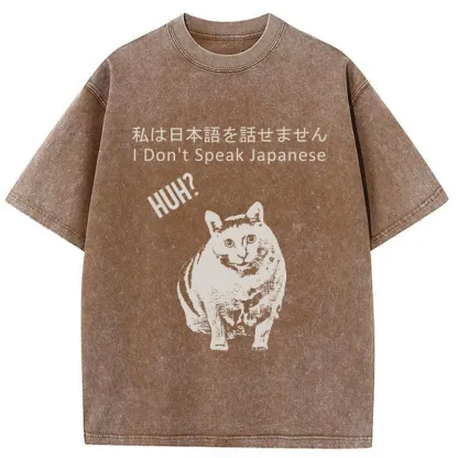 Tokyo-Tiger Cat Doesn't Speak Japanese Washed T-Shirt