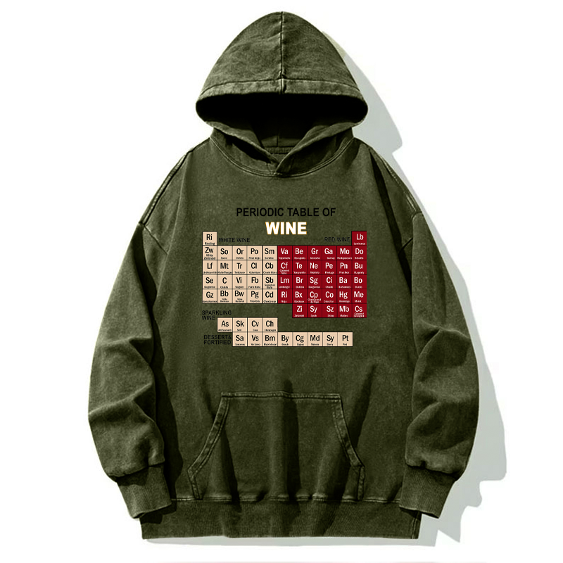 Tokyo-Tiger Table of Elements of Wine Washed Hoodie