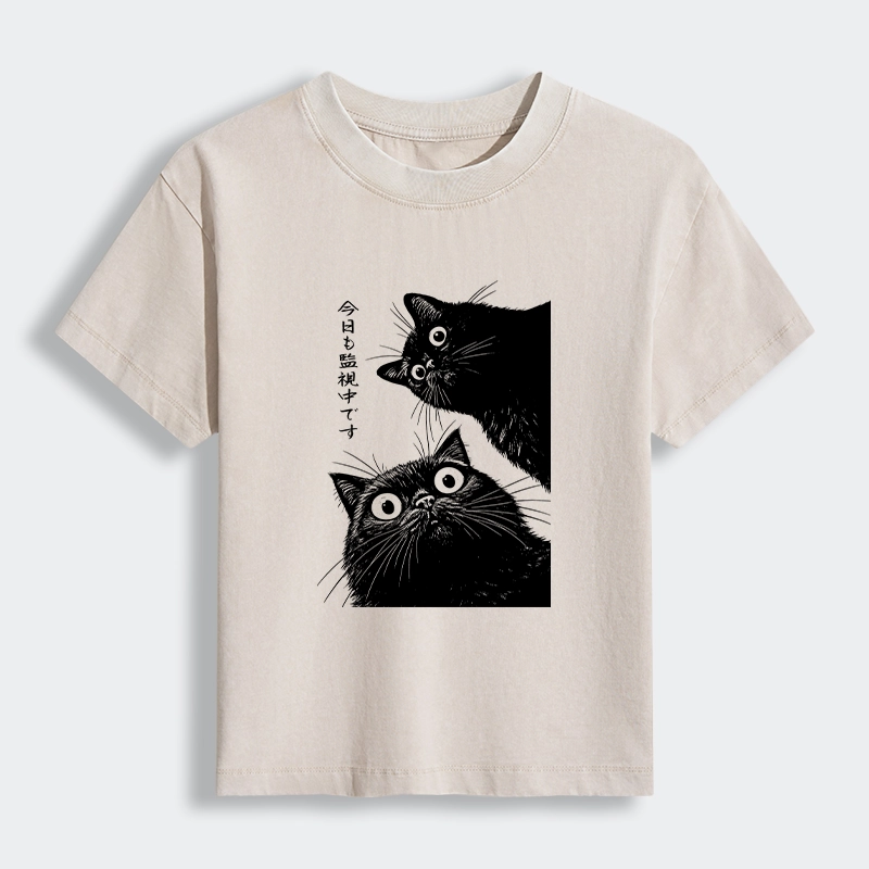 Tokyo-Tiger The Cat Is Watching Today Women's Washed T-shirt