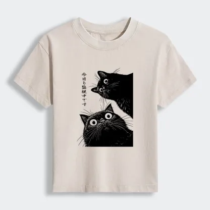 Tokyo-Tiger The Cat Is Watching Today Women's Washed T-shirt