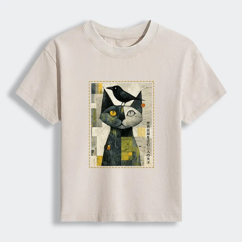 Tokyo-Tiger The Cat And The Crow Are Planning To Rule The World Women's Washed T-shirt