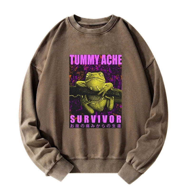 Tokyo-Tiger A Frog With Stomachache Washed Sweatshirt
