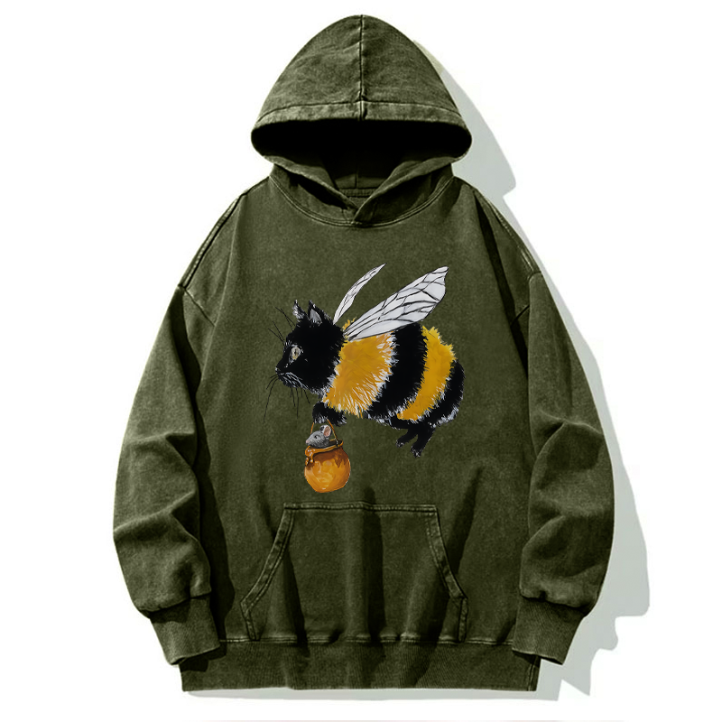Tokyo-Tiger Catbee Funny Washed Hoodie