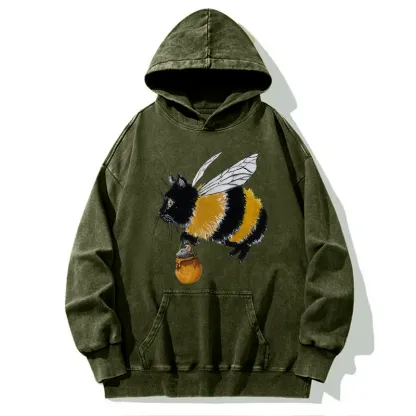 Tokyo-Tiger Catbee Funny Washed Hoodie