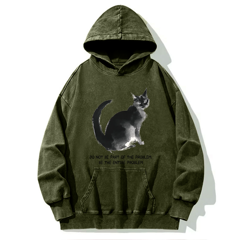 Tokyo-Tiger Funny Cat Be The Entire Problem Washed Hoodie