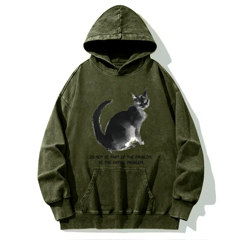Tokyo-Tiger Funny Cat Be The Entire Problem Washed Hoodie