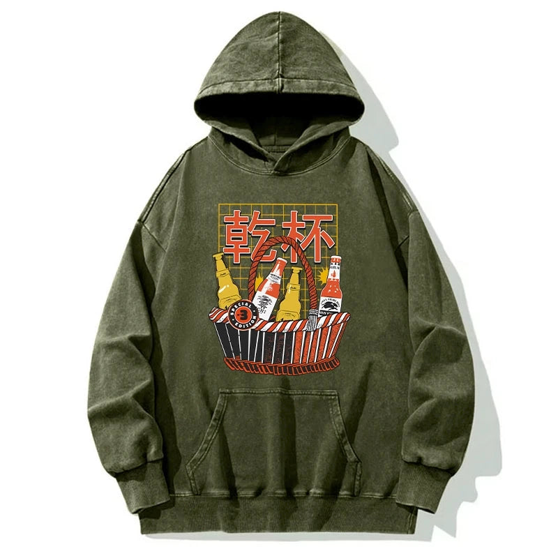 Tokyo-Tiger Have A Beer Together Washed Hoodie