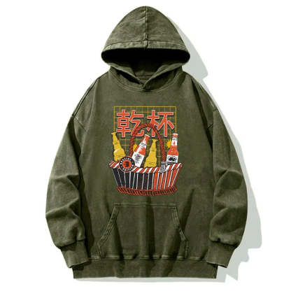 Tokyo-Tiger Have A Beer Together Washed Hoodie