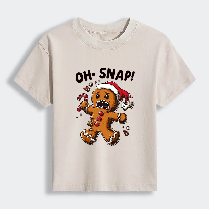 Tokyo-Tiger Oh Snap The Gingerbread Man's Christmas Chaos Women's Washed T-shirt