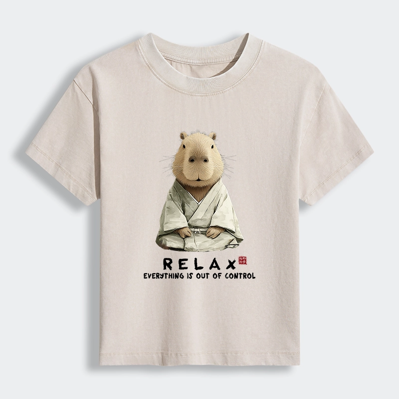 Tokyo-Tiger Zen Capybara：Relax, it's all chaos Women's Washed T-shirt