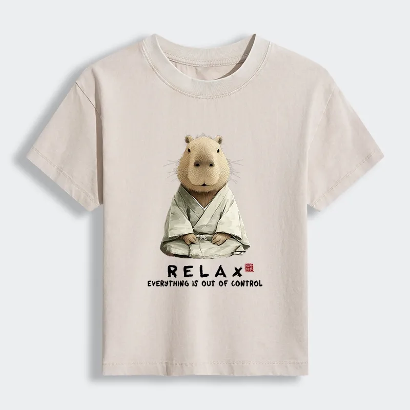 Tokyo-Tiger Zen Capybara：Relax, it's all chaos Women's Washed T-shirt