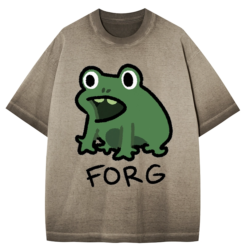 Tokyo-Tiger Funny Forg Japan Gradient Washed T-Shirt