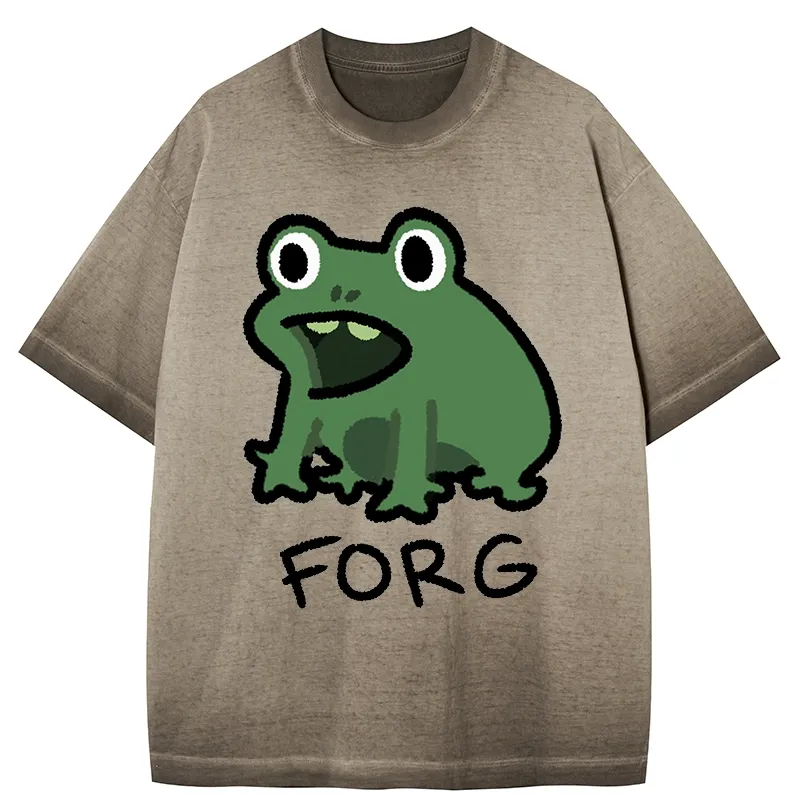 Tokyo-Tiger Funny Forg Japan Gradient Washed T-Shirt