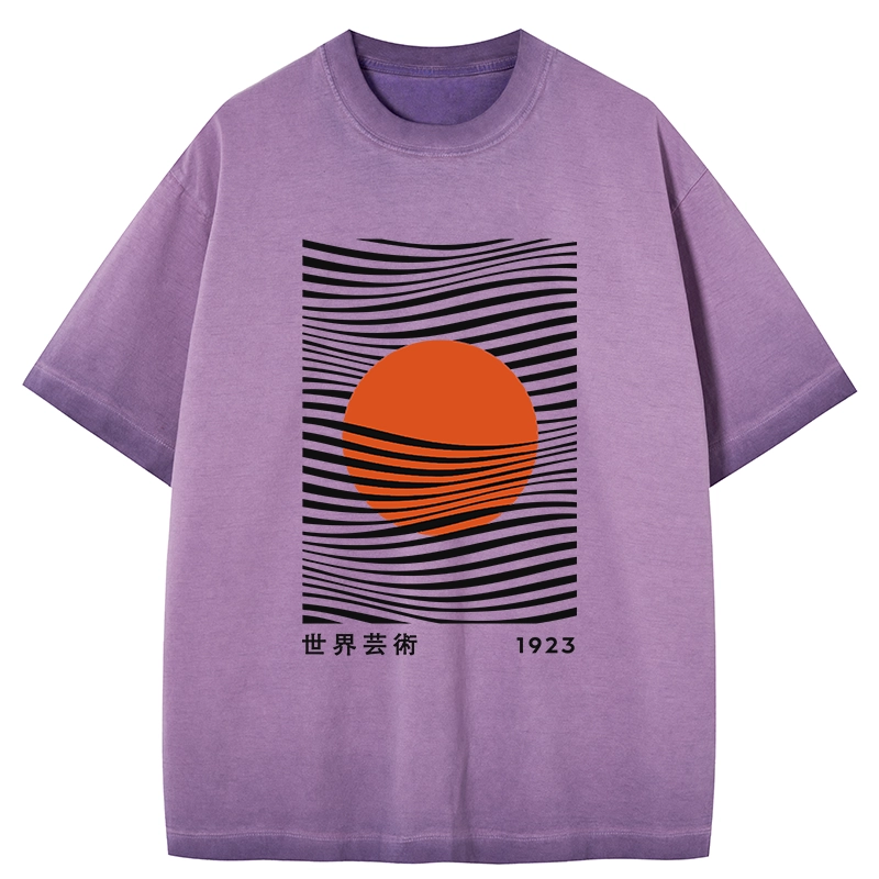Tokyo-Tiger Minimalist Art Sun Gradient Washed T-Shirt