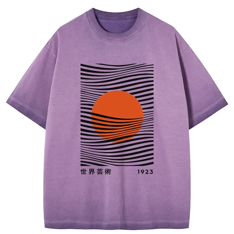 Tokyo-Tiger Minimalist Art Sun Gradient Washed T-Shirt