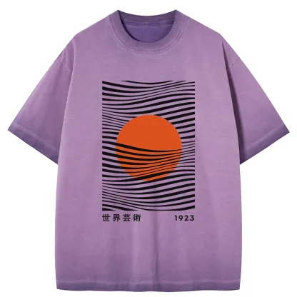 Tokyo-Tiger Minimalist Art Sun Gradient Washed T-Shirt