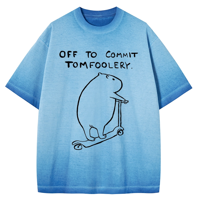 Tokyo-Tiger Capybara Is Ready To Do Something Bad Gradient Washed T-Shirt