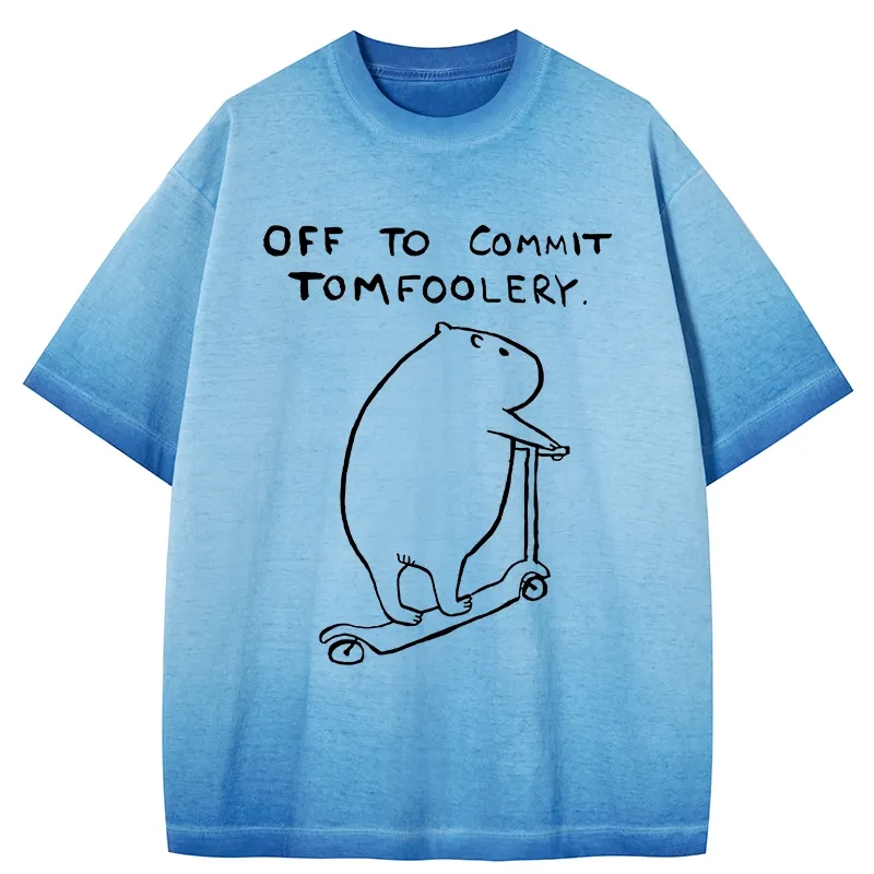 Tokyo-Tiger Capybara Is Ready To Do Something Bad Gradient Washed T-Shirt