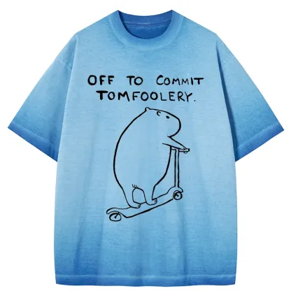 Tokyo-Tiger Capybara Is Ready To Do Something Bad Gradient Washed T-Shirt