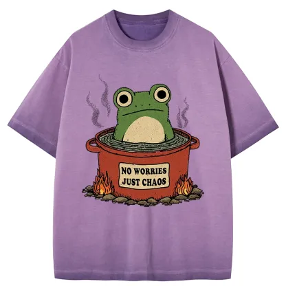 Tokyo-Tiger Frog：No Worries，Just Chaos Gradient Washed T-Shirt