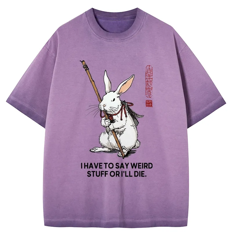 Tokyo-Tiger Rabbit Gotta Say Weird Stuff Or Die Gradient Washed T-Shirt