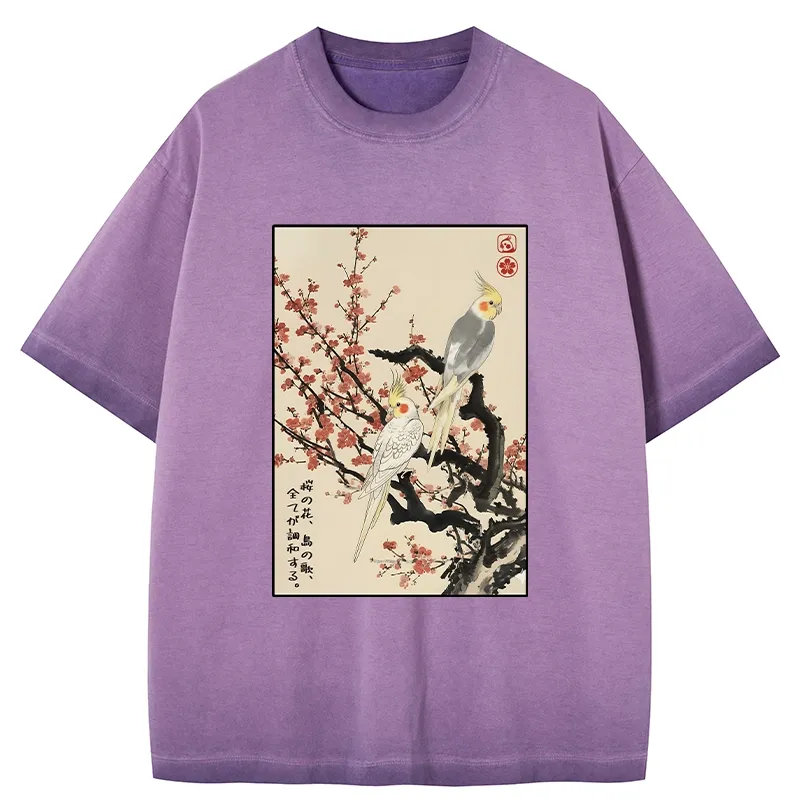 Tokyo-Tiger Whispers of Silent Blossoms Gradient Washed T-Shirt