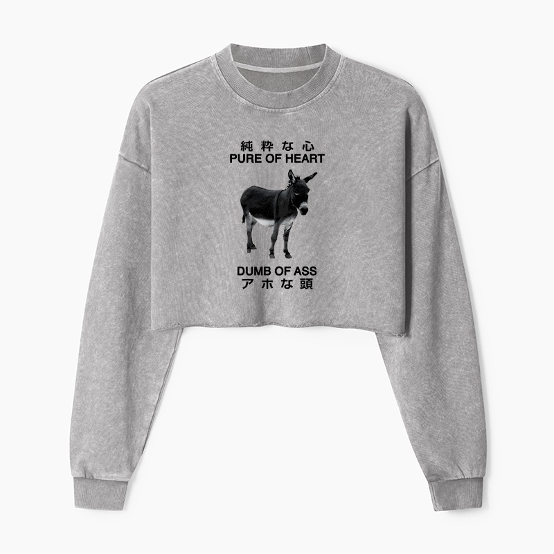 Tokyo-Tiger Pure Of Heart Dumb Of Ass Washed Crop Sweatshirt