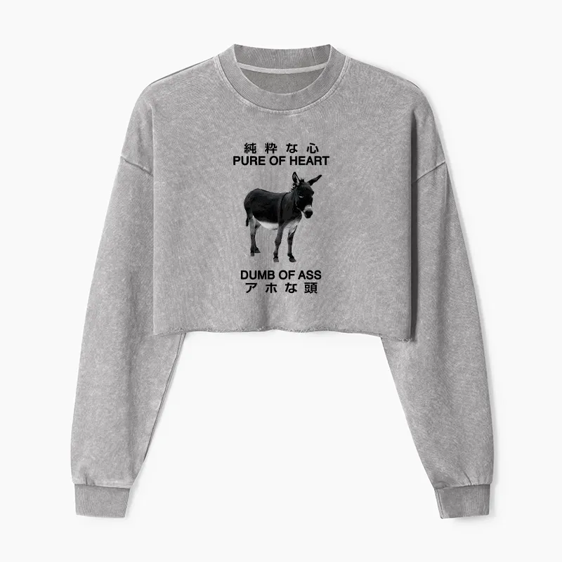 Tokyo-Tiger Pure Of Heart Dumb Of Ass Washed Crop Sweatshirt