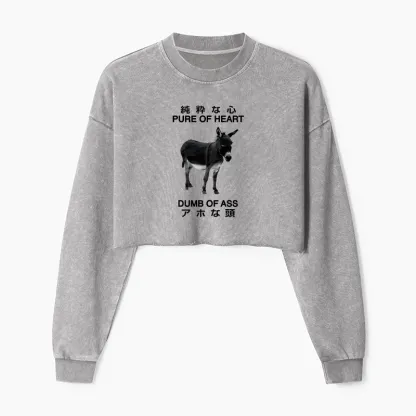 Tokyo-Tiger Pure Of Heart Dumb Of Ass Washed Crop Sweatshirt