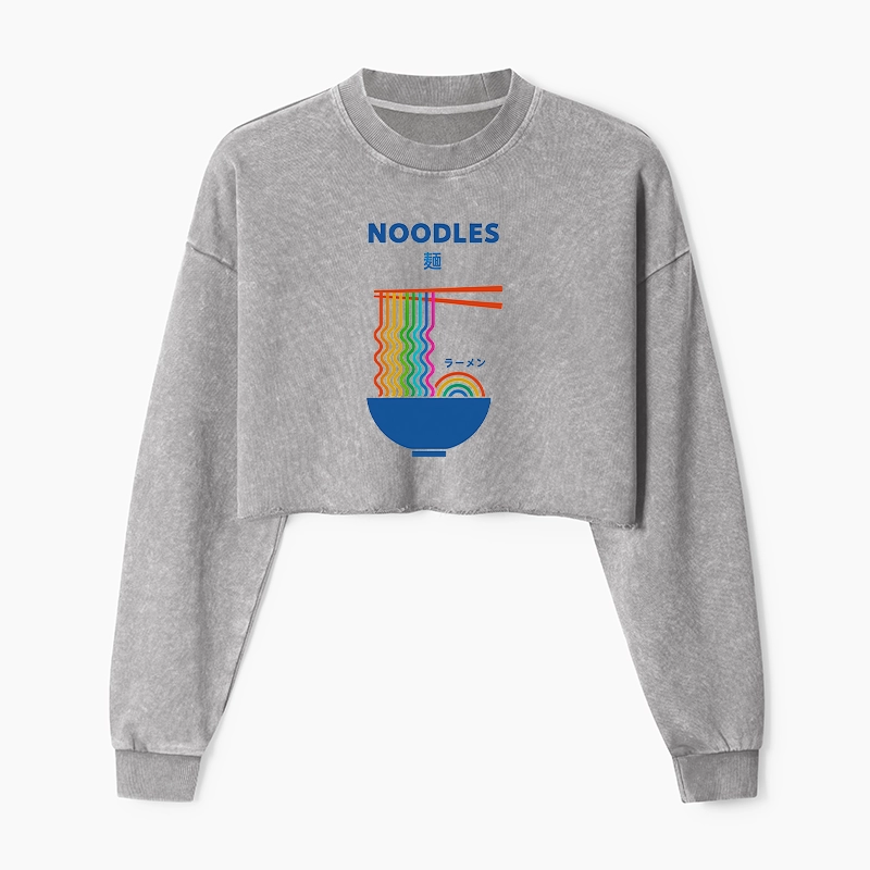 Tokyo-Tiger Rainbow Ramen Washed Crop Sweatshirt