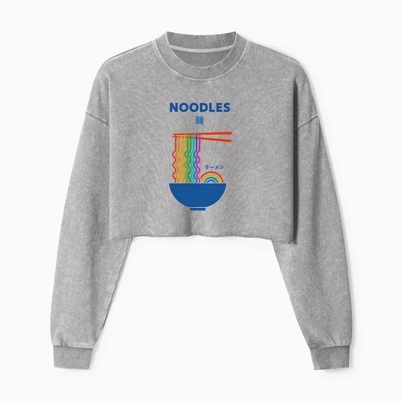 Tokyo-Tiger Rainbow Ramen Washed Crop Sweatshirt