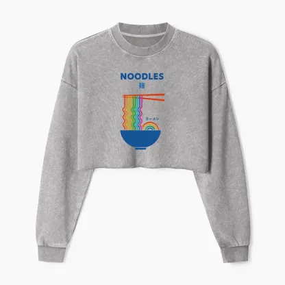Tokyo-Tiger Rainbow Ramen Washed Crop Sweatshirt
