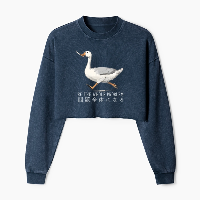 Tokyo-Tiger Running Stupid Goose Washed Crop Sweatshirt