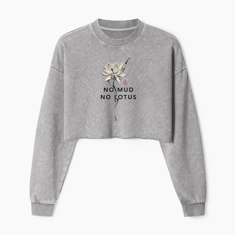 Tokyo-Tiger Japanese Zen Lotus Washed Crop Sweatshirt