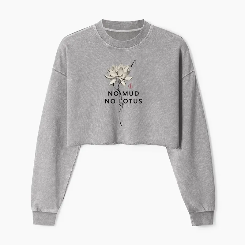 Tokyo-Tiger Japanese Zen Lotus Washed Crop Sweatshirt