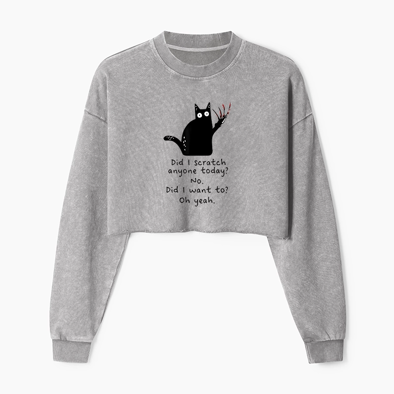 Tokyo-Tiger Cats With Sharp Claws Washed Crop Sweatshirt