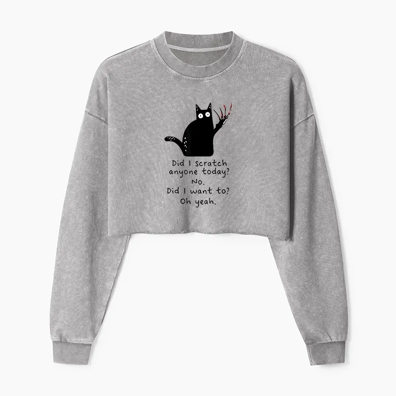 Tokyo-Tiger Cats With Sharp Claws Washed Crop Sweatshirt